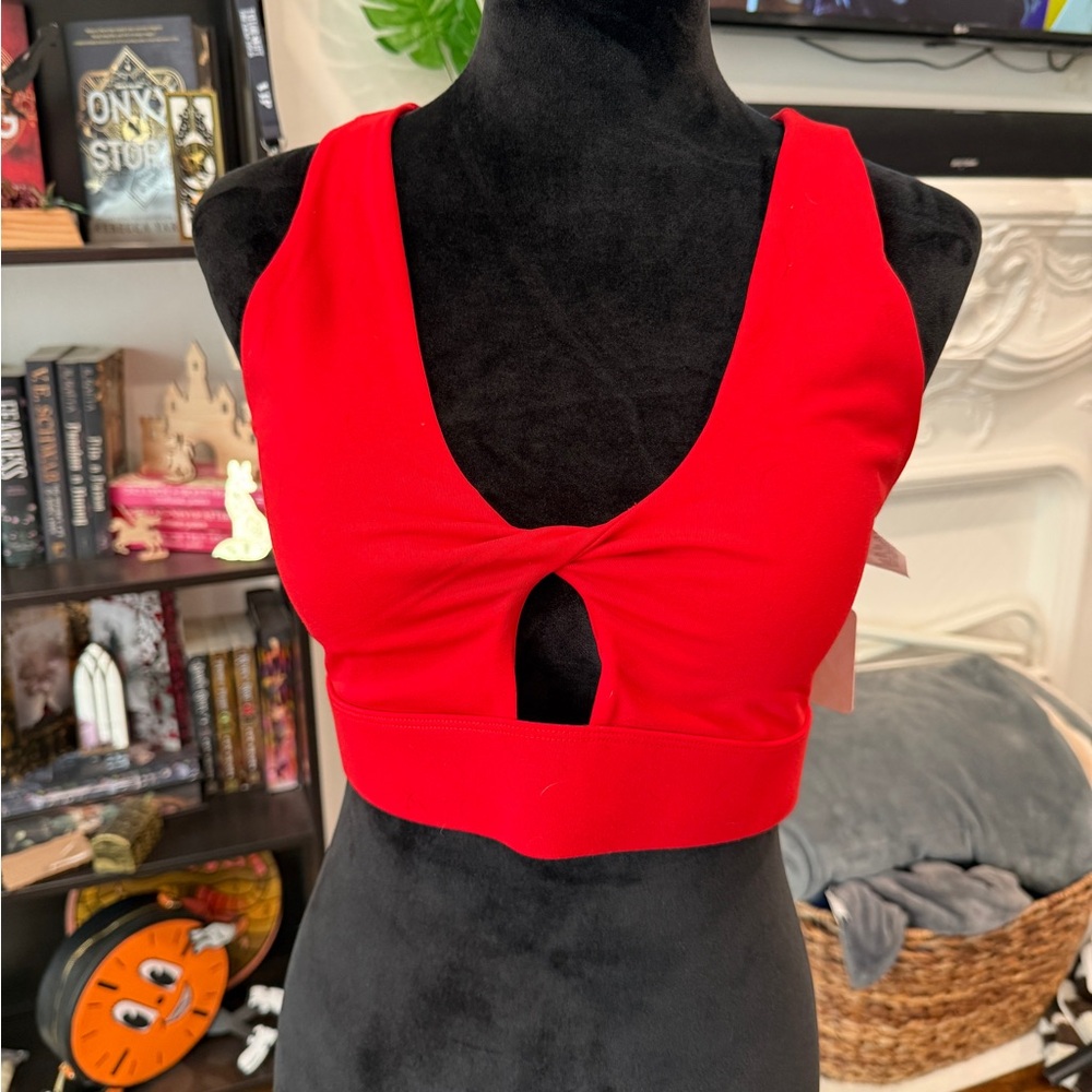 Fabletics Bold Red Sports Bra with cut out